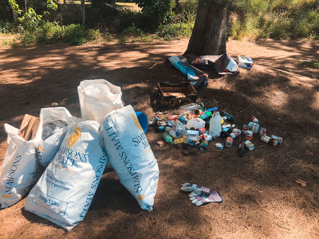 Trash from a beach cleanup in Hawaii. 