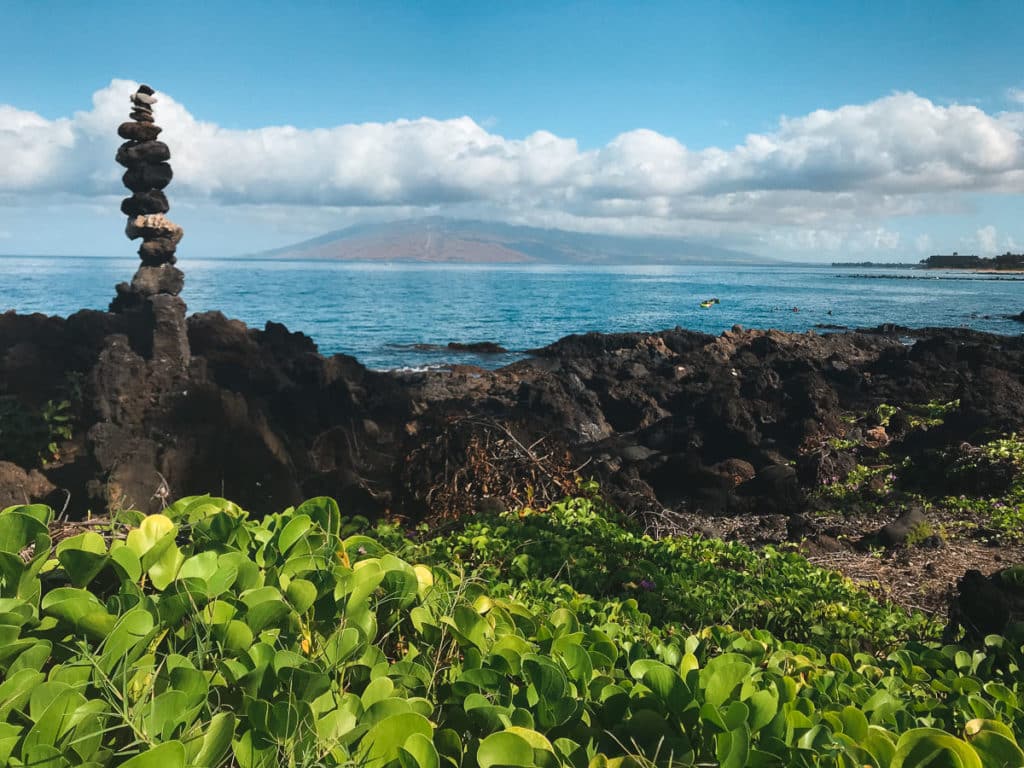 Rock stacking in Maui, Hawaii. 