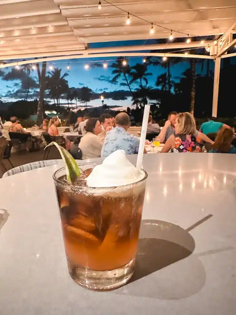 A beautifully prepared mai tai with foam at Nick's Seafood Restaurant on Maui. 