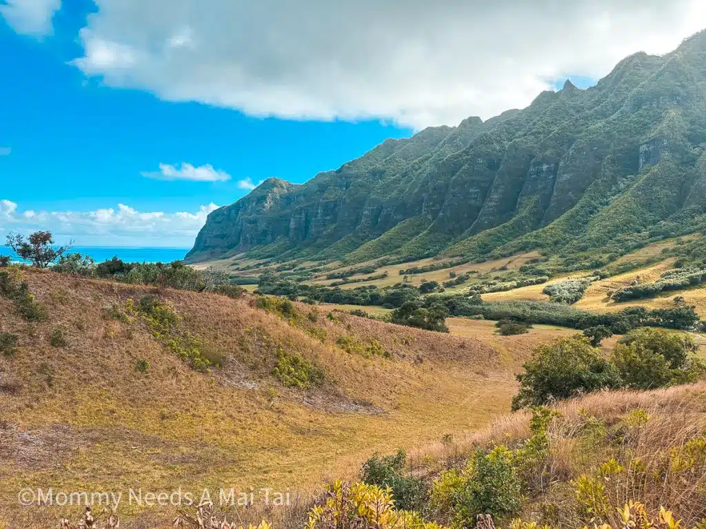 A view of the mountain range at Kualoa Ranch in Windward, Oahu. 