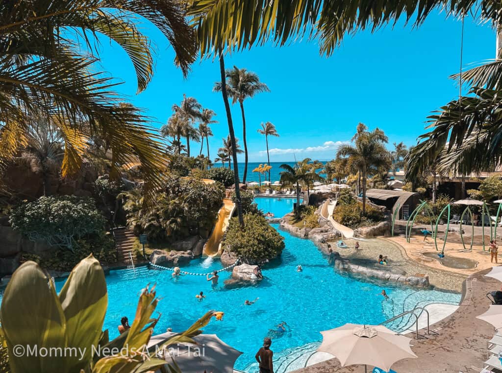 A wide view of the kid's play area at Westin Resort and Spa in Kaanapali, Maui, Hawaii. 