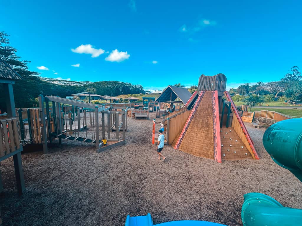 Anaina Hou Playground on a clear day in Kilauea, Kauai. 